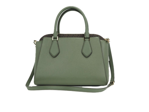 Michael Kors Daria Large Pebbled Leather Triple Compartment Satchel Handbag (Army Green)